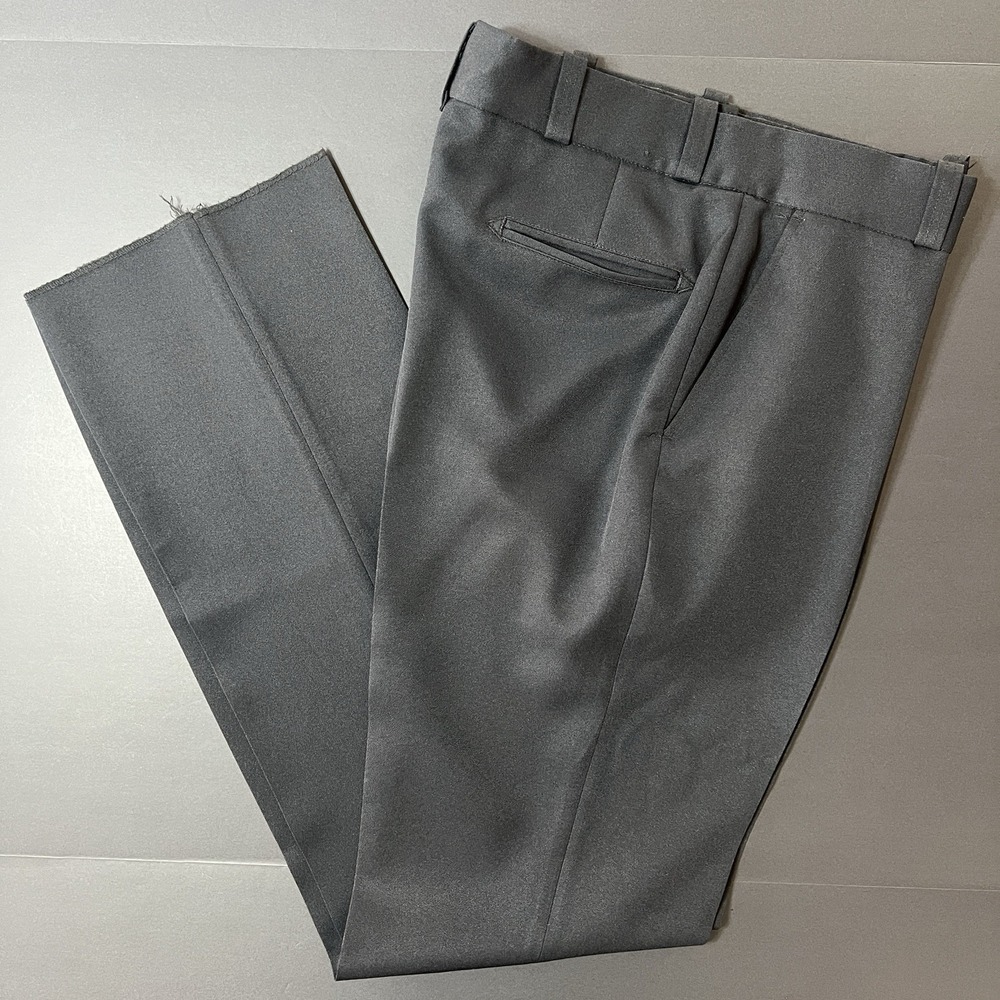 Liberty Pants Men's Unhemmed Black 100% Polyester Workwear Flat Front Size 36